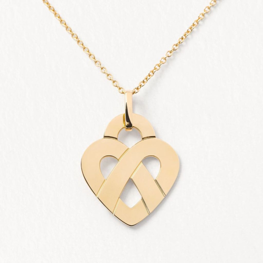 pendentif coeur entrelacé, or jaune