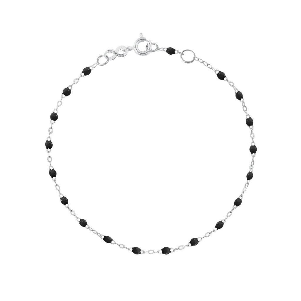bracelet noir classique gigi, or blanc, 17 cm
