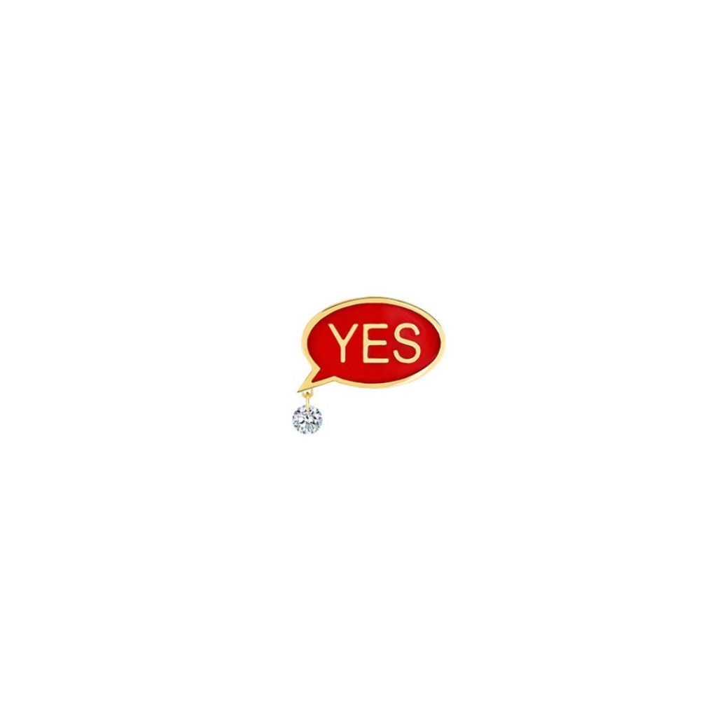 pin's / boucle d'oreille pop yes diamant, or jaune