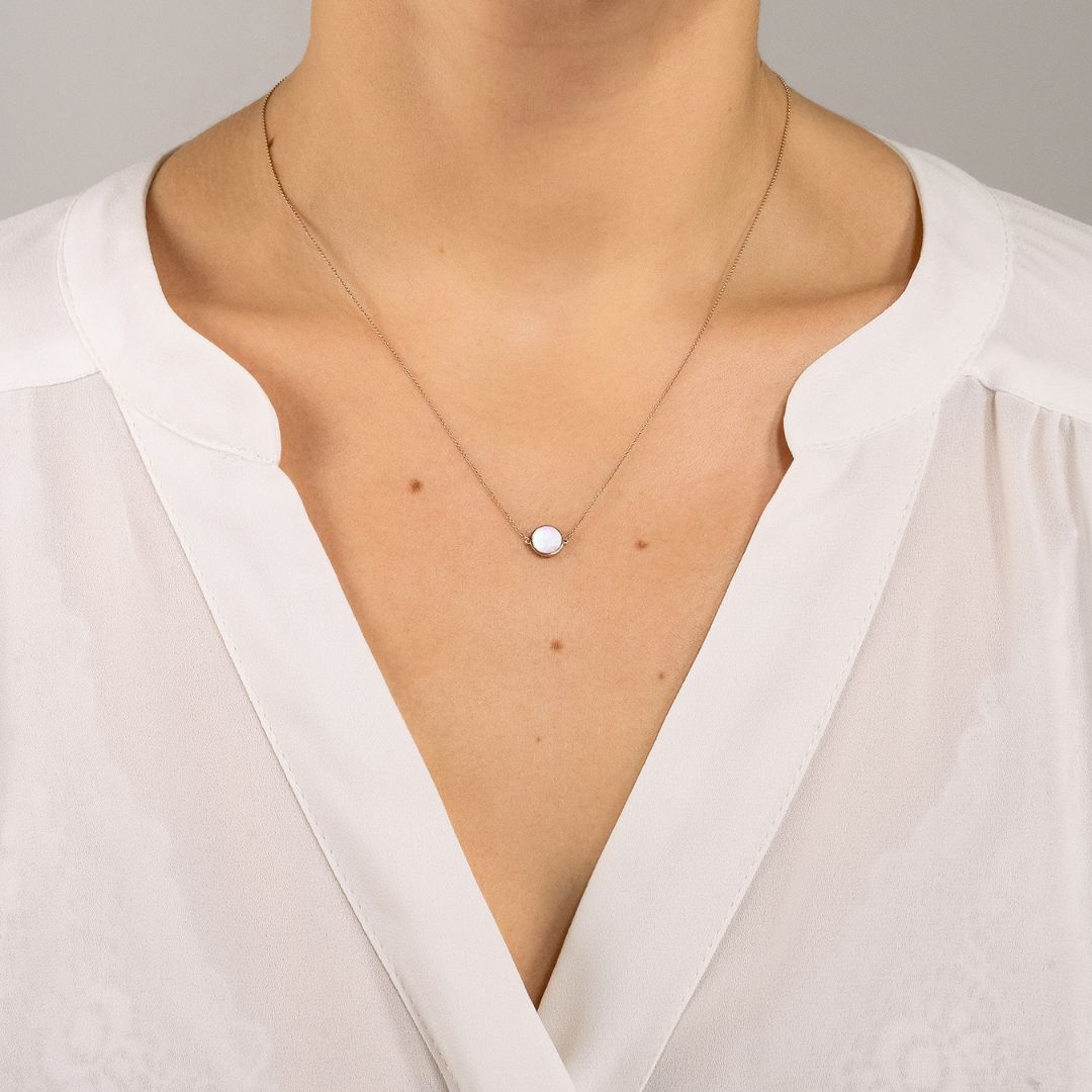 collier mini ever disc nacre rose, or rose