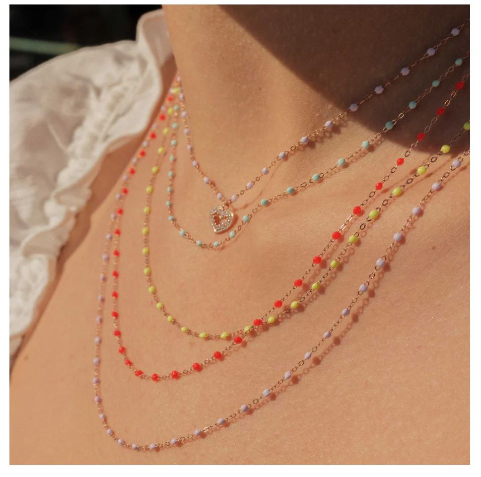 collier jade classique gigi, or rose, 42 cm