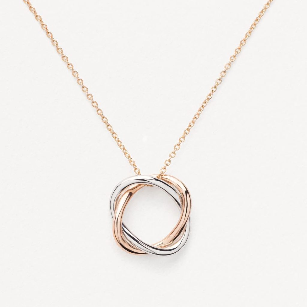 collier tresse pm, or rose et or blanc