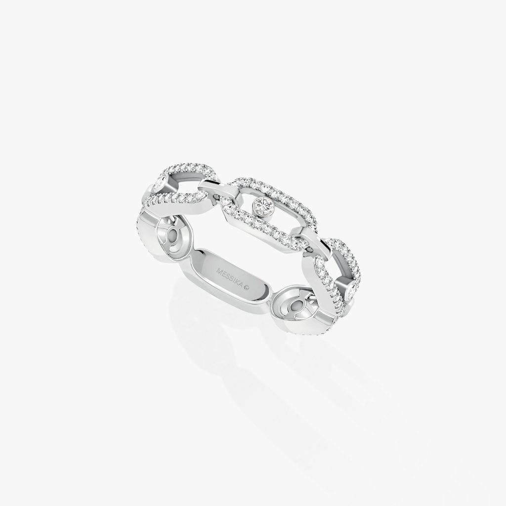 bague move link multi pavée, or blanc, t 54