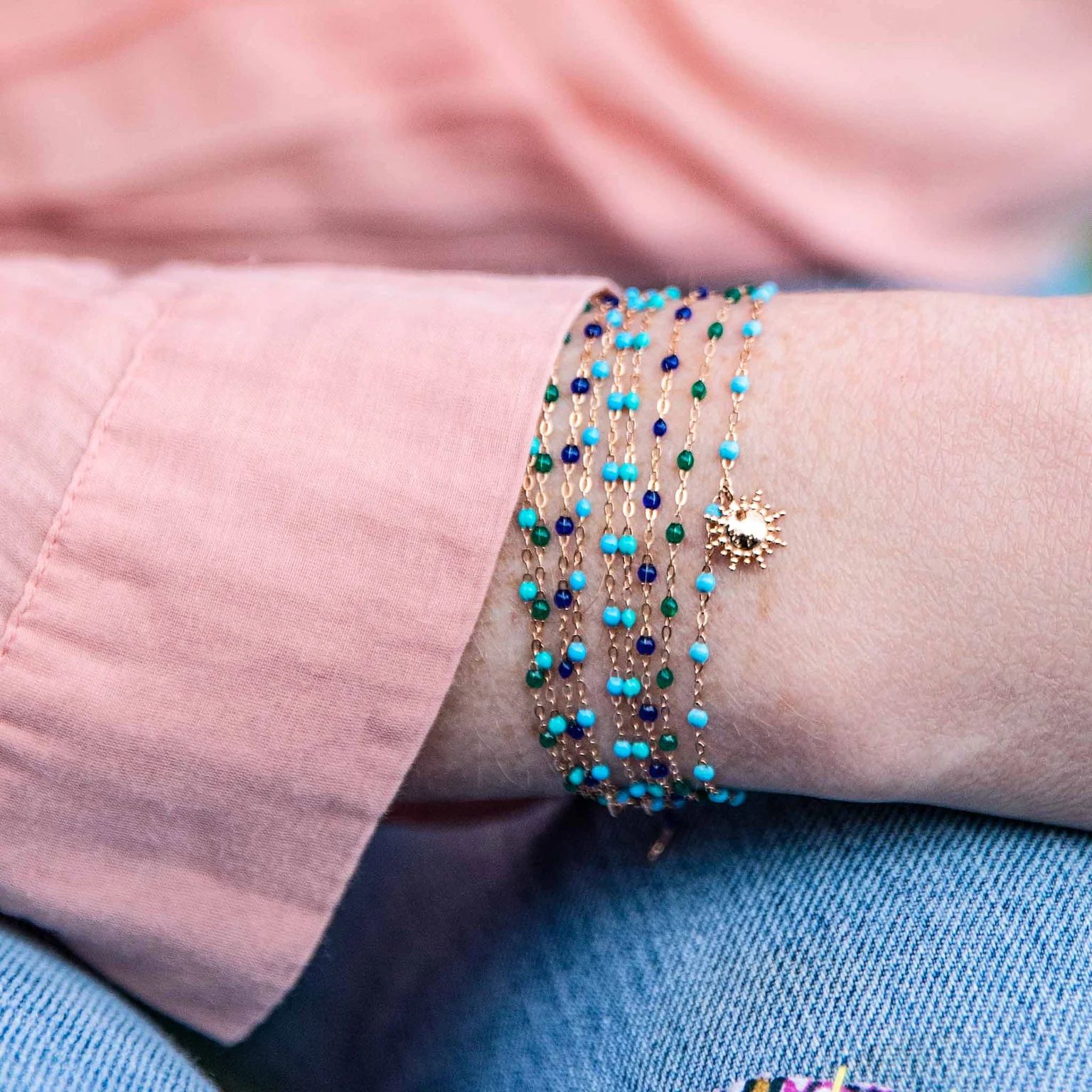 bracelet émeraude classique gigi, or rose, 19 cm
