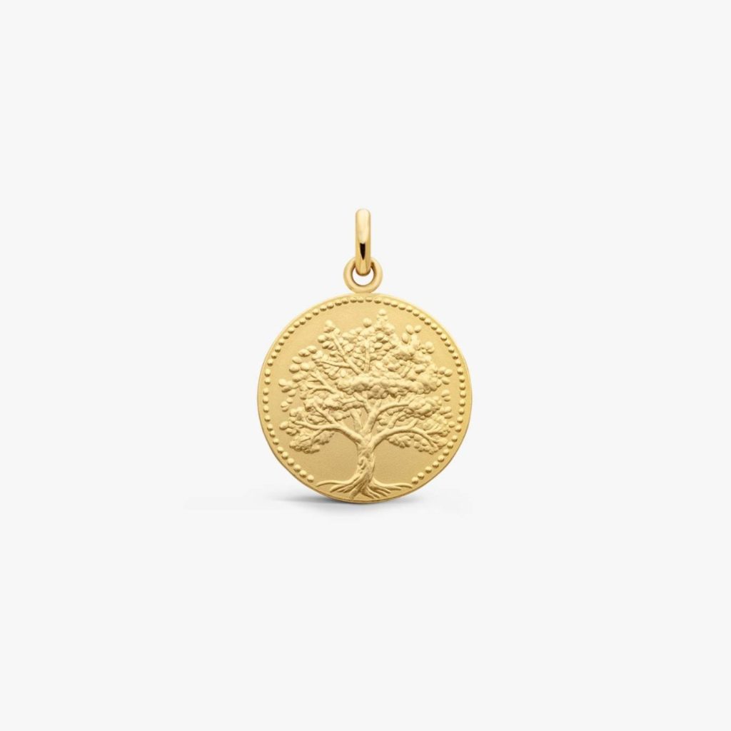 médaille arbre de vie relief, or jaune