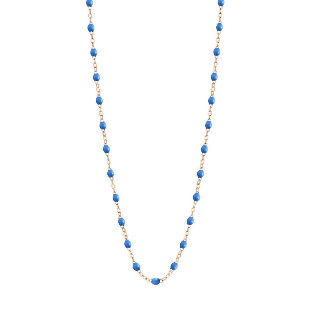 collier bleu fluo classique gigi, or rose, 42 cm