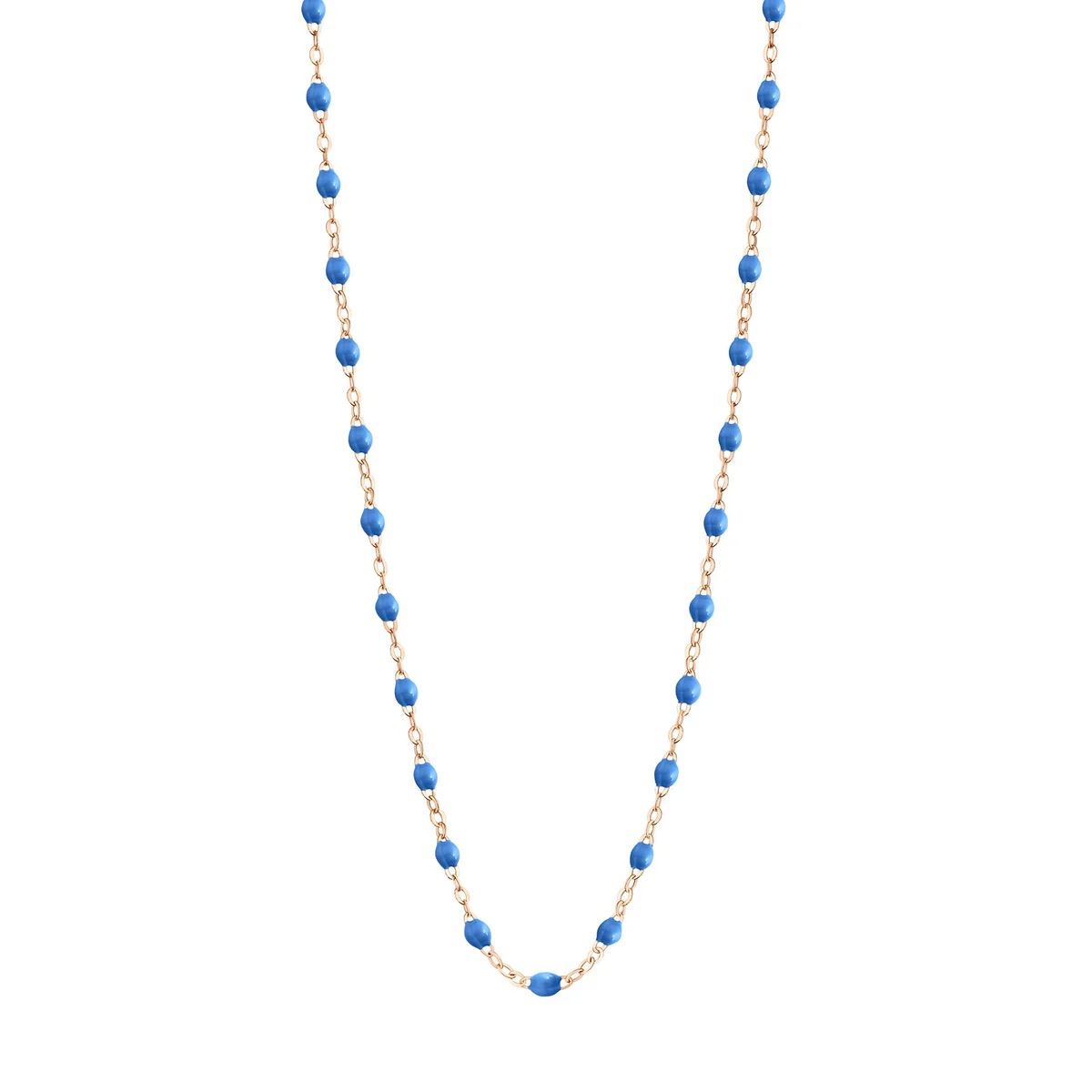 collier bleu fluo classique gigi, or rose, 42 cm