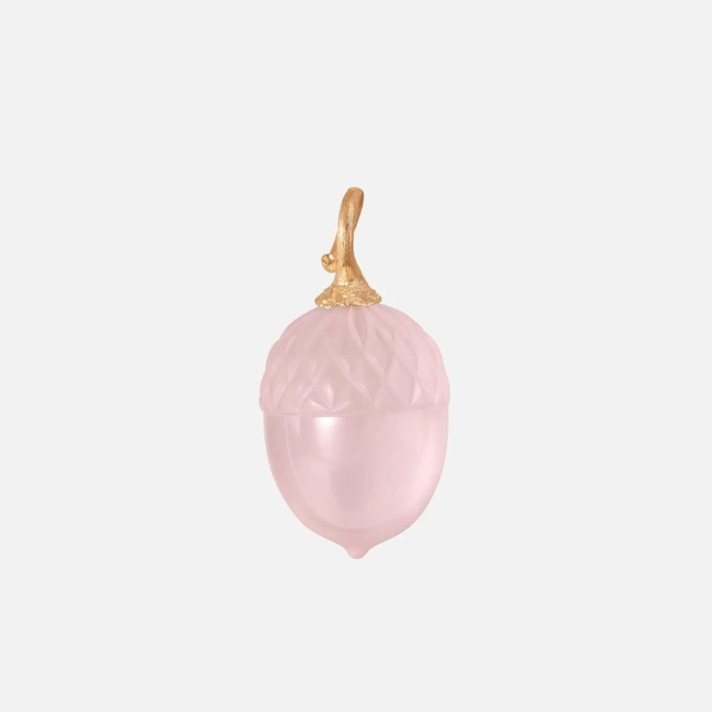 pendentif gland quartz rose, or jaune