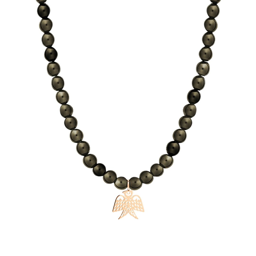 collier georgia obsidienne dorée, or rose