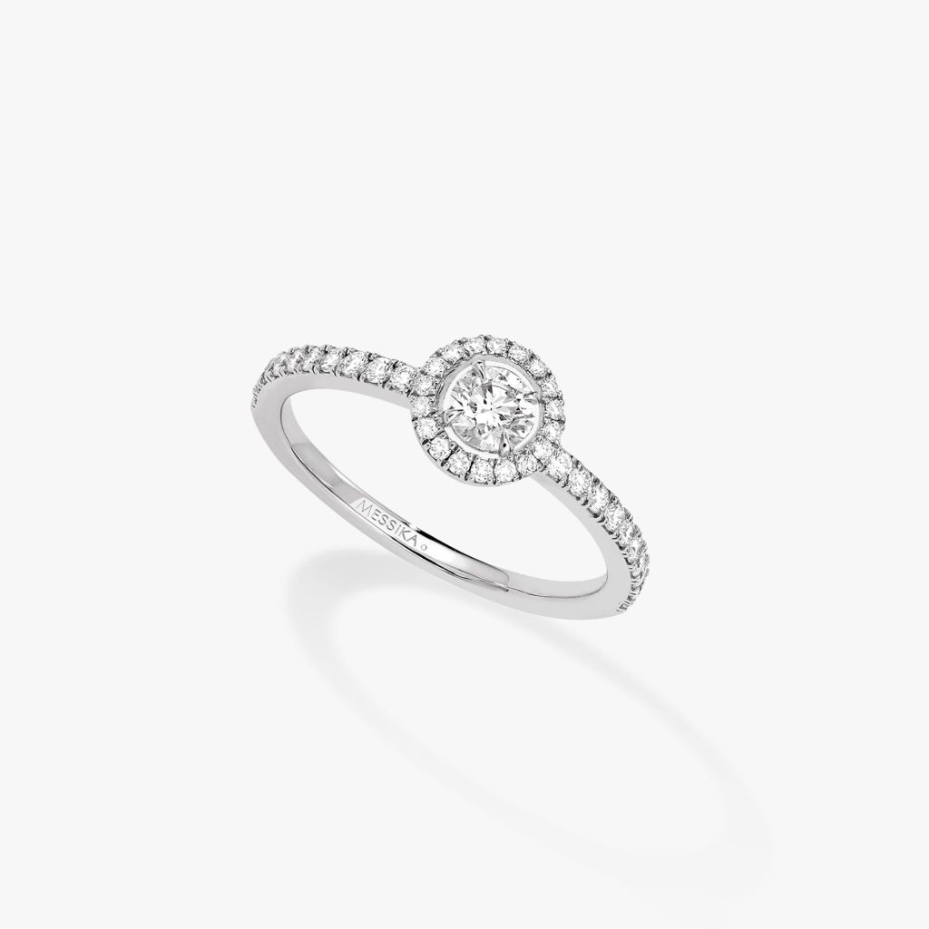 bague joy diamant rond, or blanc, t 52