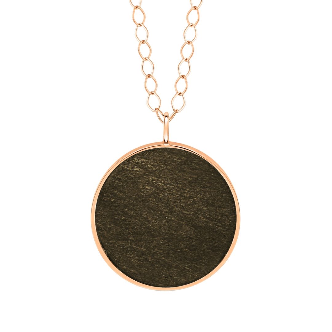 collier jumbo ever disc obsidienne dorée, or rose