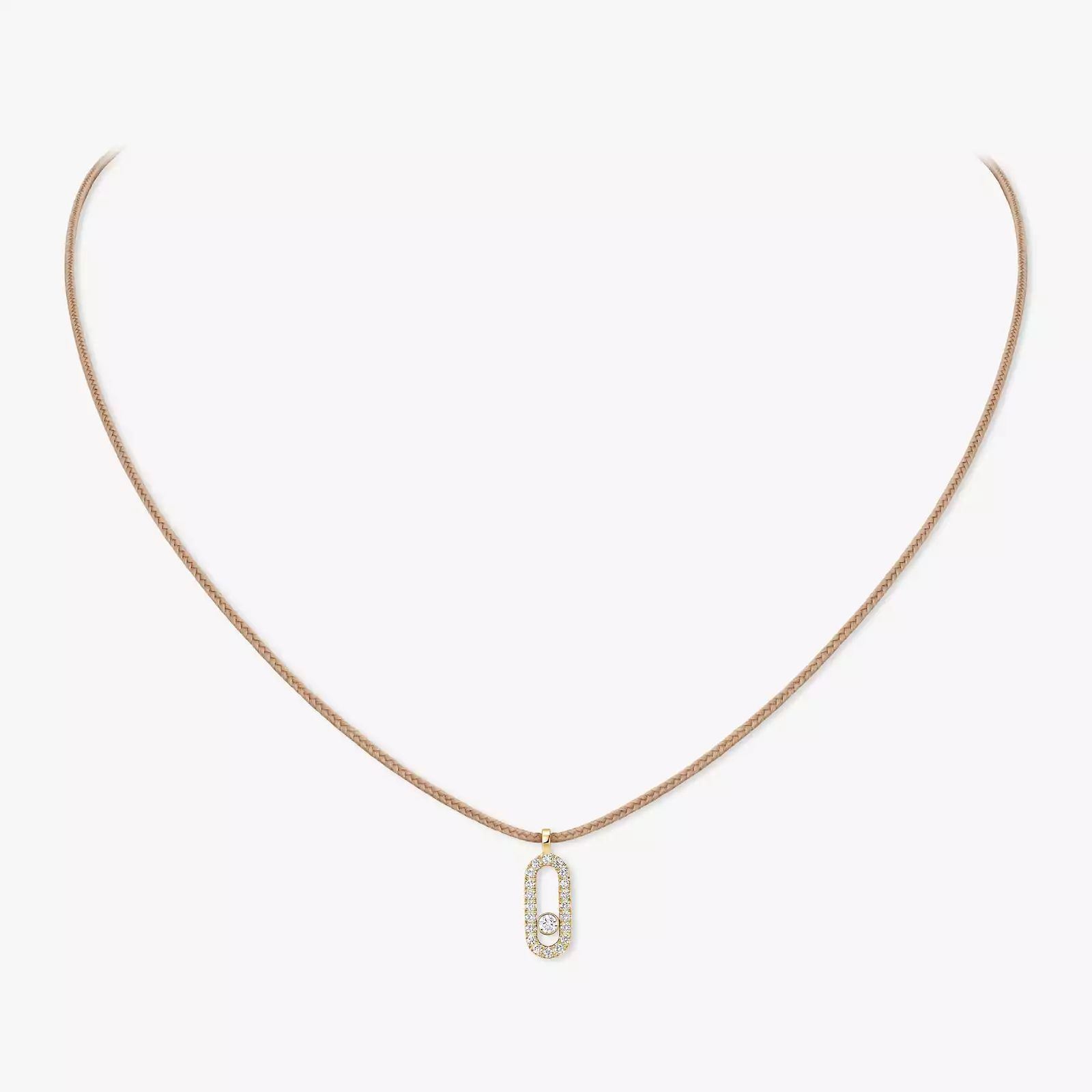 collier cordon messika care(s) beige pavé, or jaune