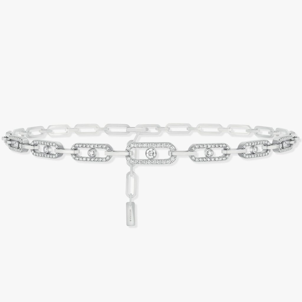 collier choker move link multi, or blanc