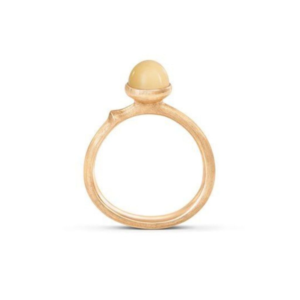 bague lotus ambre jaune, or jaune, t 51
