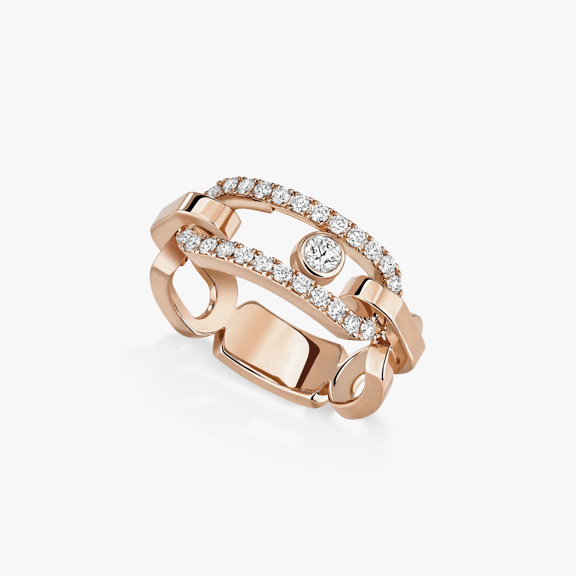 bague move link, diamants, or rose