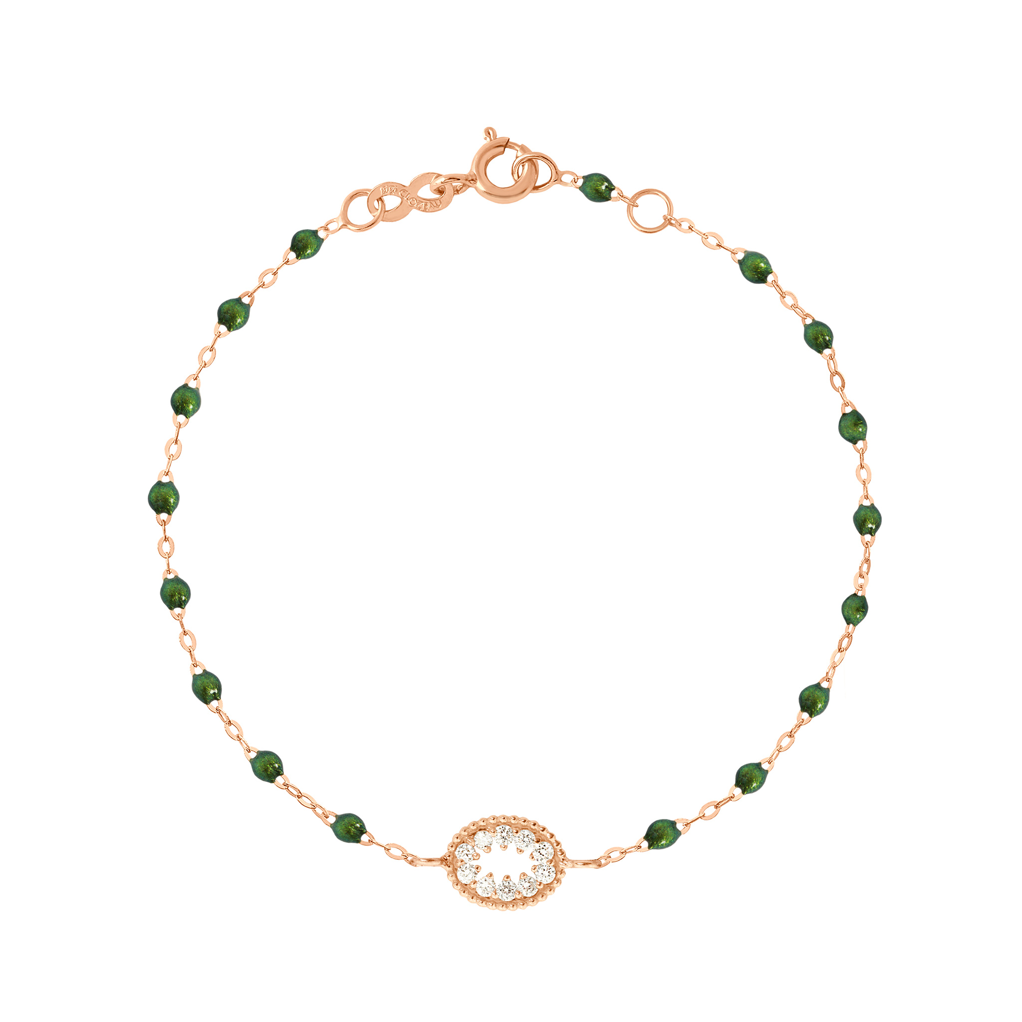 bracelet scarabée, Œil de pirate, diamants, or rose, 17cm
