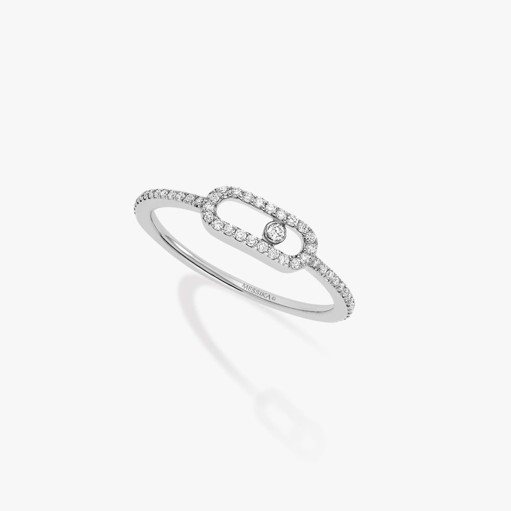 bague move uno pavée, or blanc, t 51