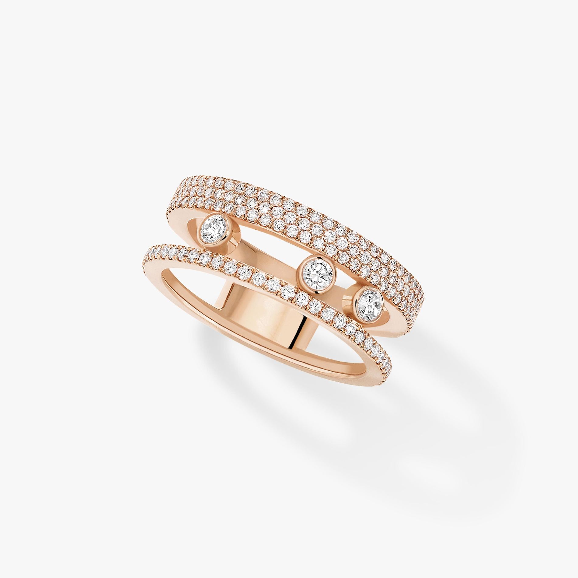 bague move romane pavée, or rose, t 54