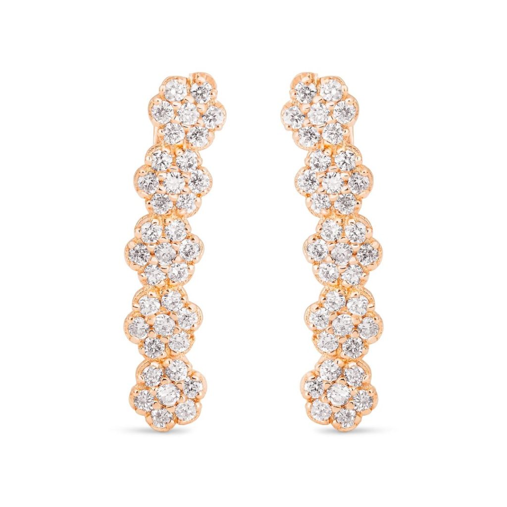 boucles d'oreilles be mine lotus diamants, or rose