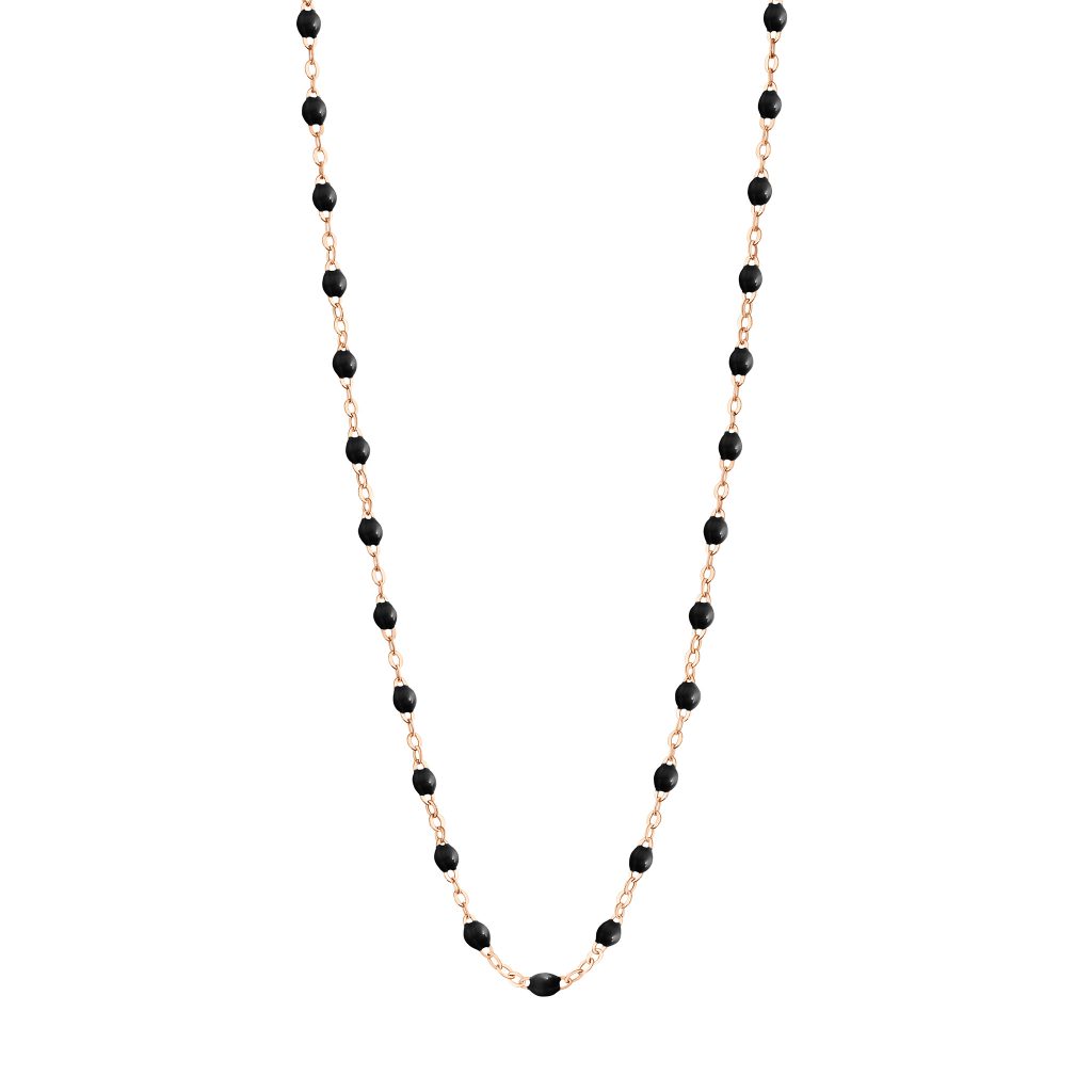 collier noir classique gigi, or rose, 42 cm