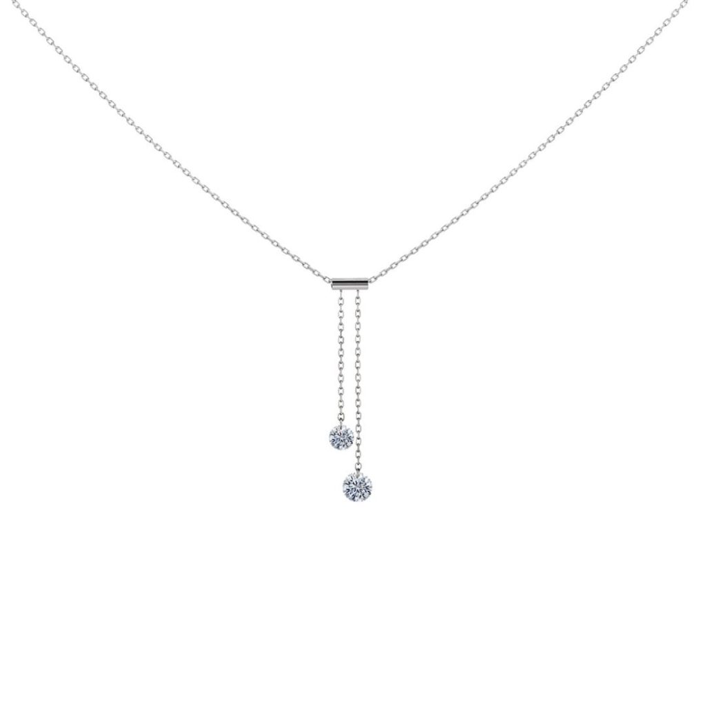 collier 360° cravate, or blanc