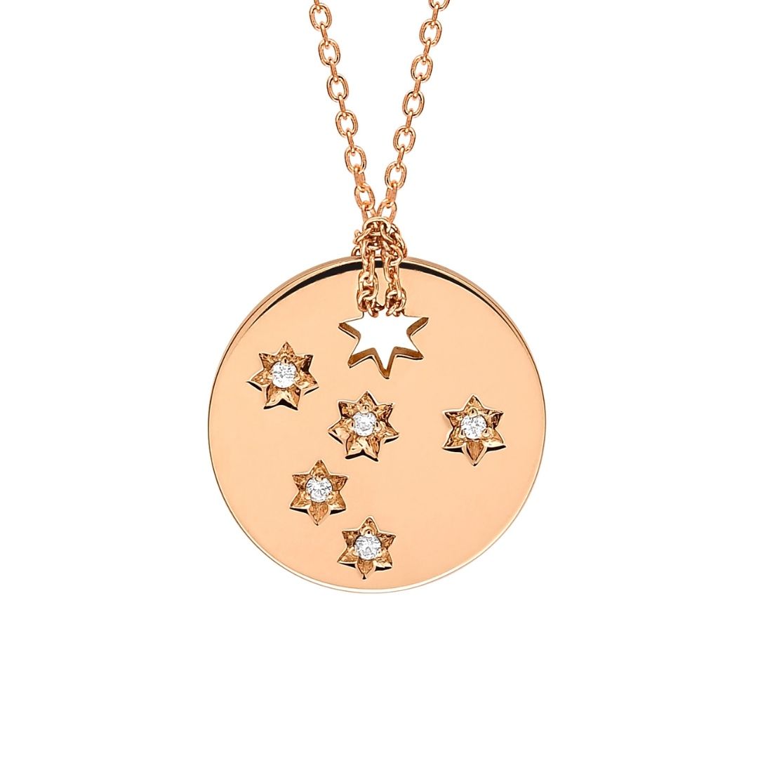collier mini milky way diamant, or rose