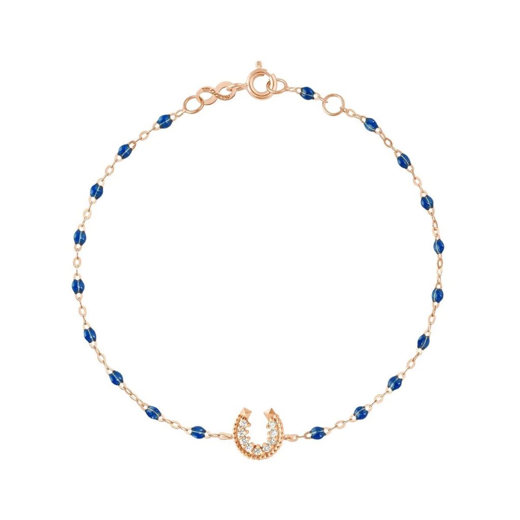 bracelet prusse fer à cheval, diamants, or rose, 17 cm