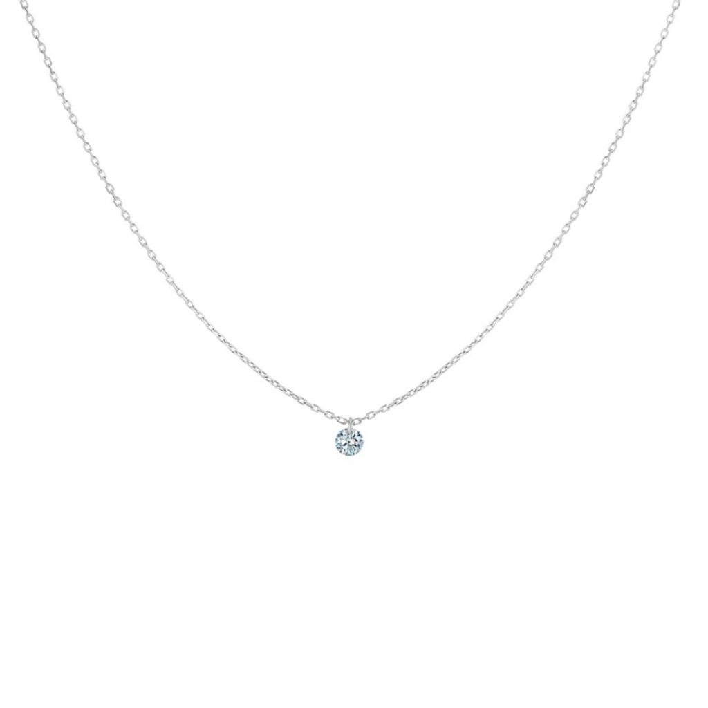 collier 360° 0.20ct diamant solitaire, or blanc