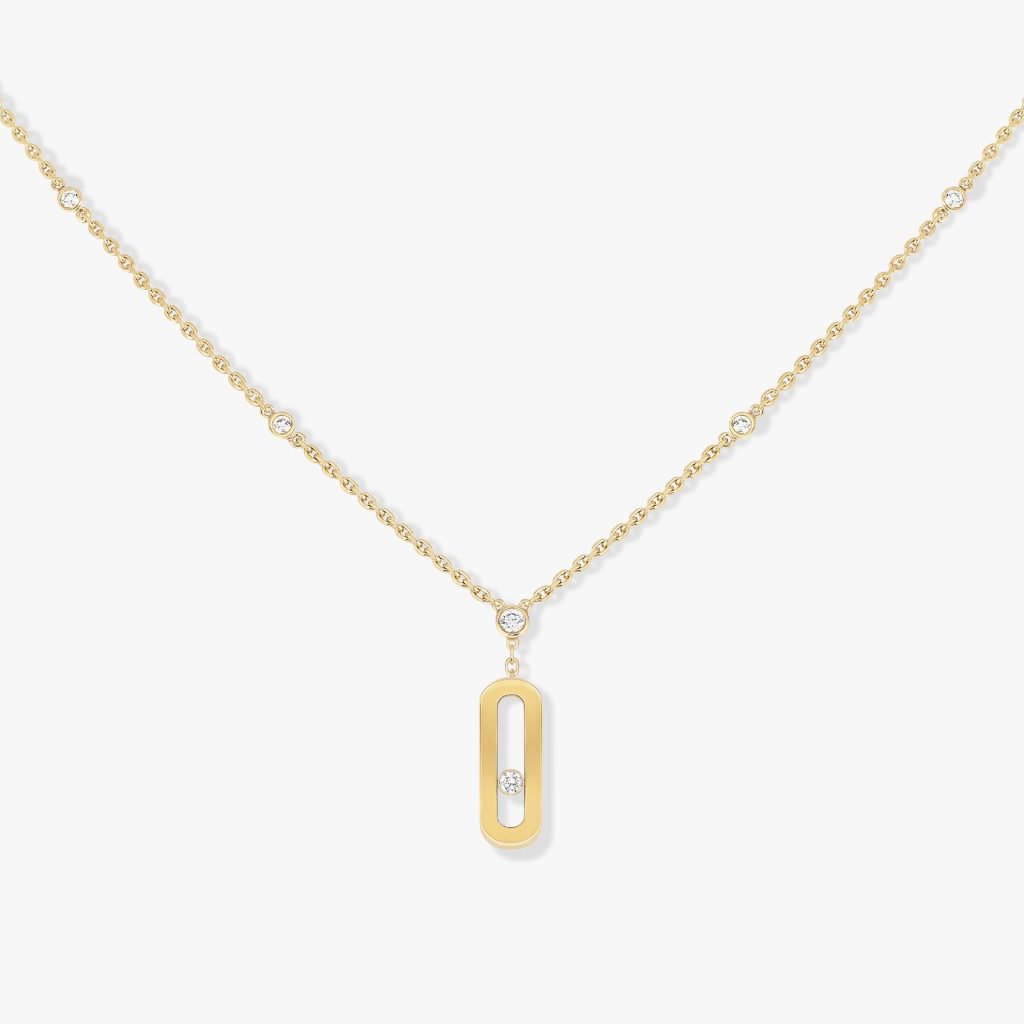 collier long move uno, or jaune