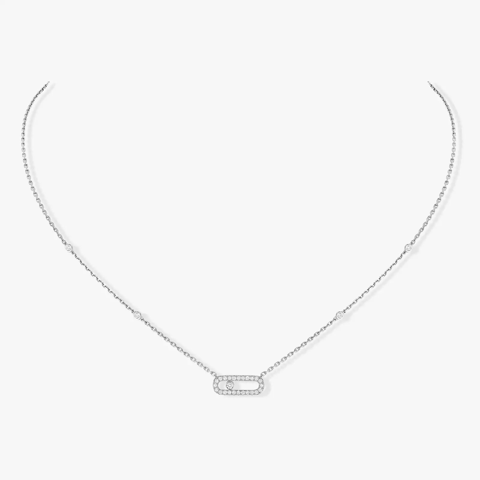 collier move uno pavé, or blanc
