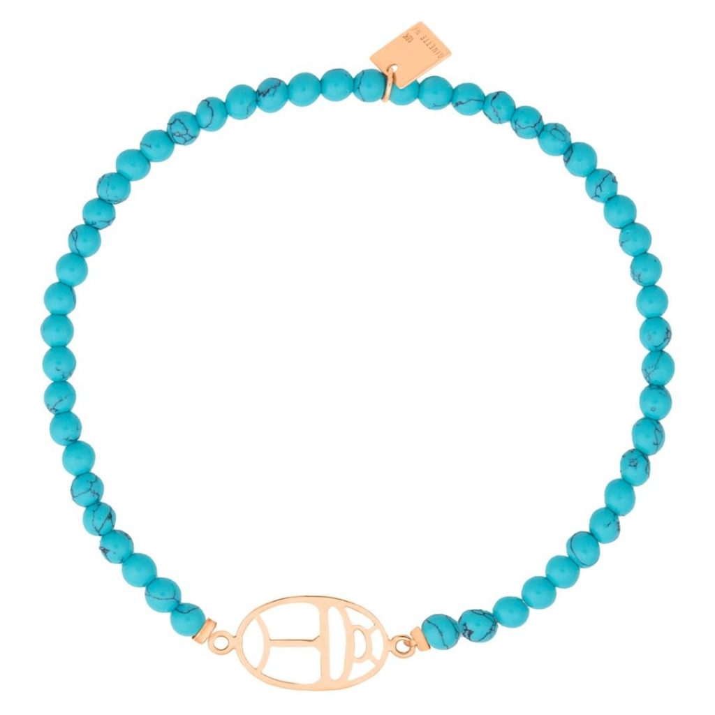 bracelet twenty turquoise et wish or rose