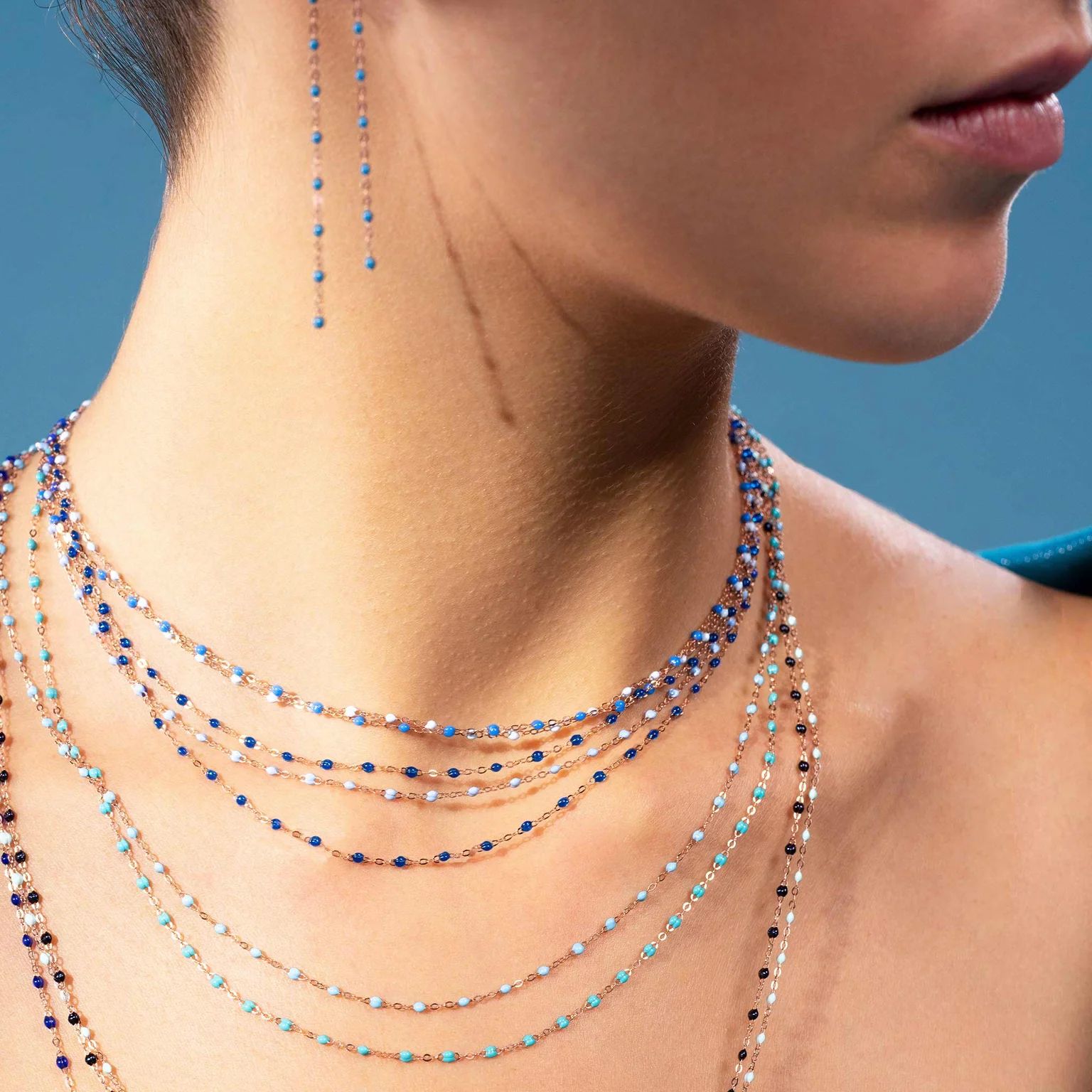 collier saphir classique gigi, or rose, 45 cm