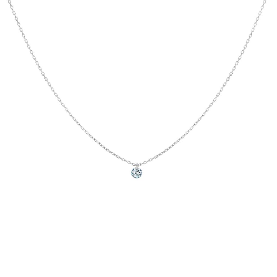 collier 360° 0.20ct diamant solitaire, or blanc