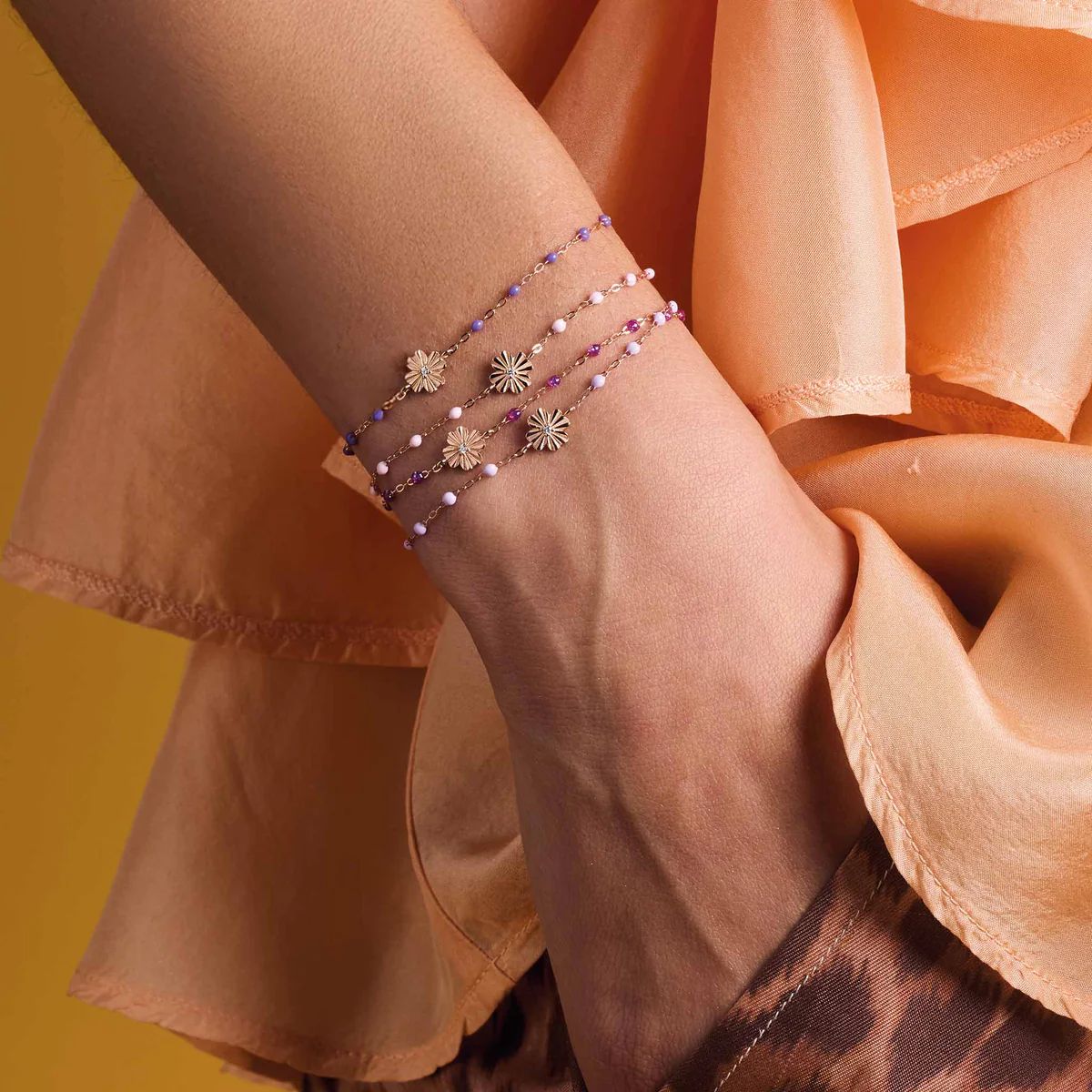 bracelet galaxy trèfle lumière, diamant, or rose, 17 cm