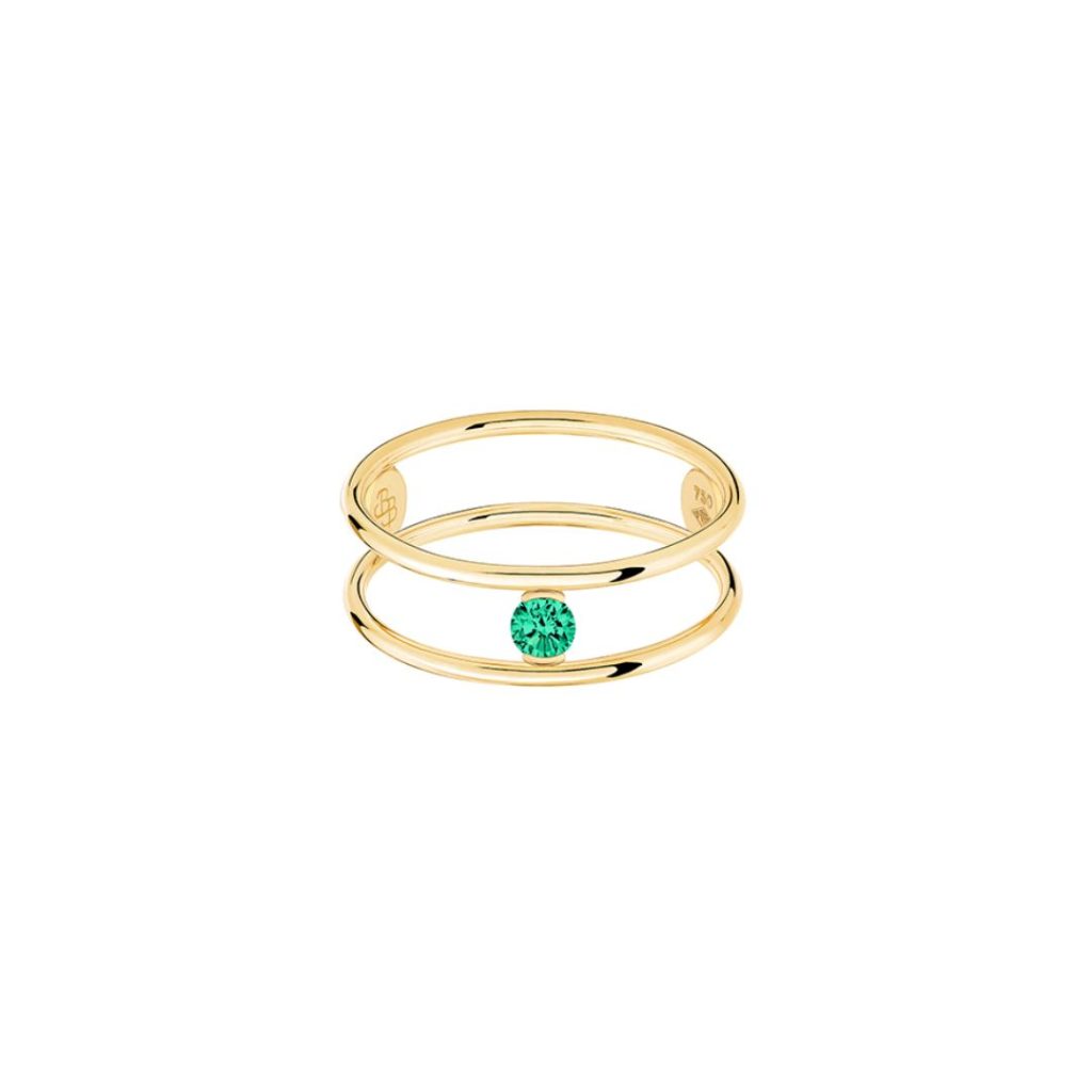 bague hula hoop émeraude, or jaune, t53