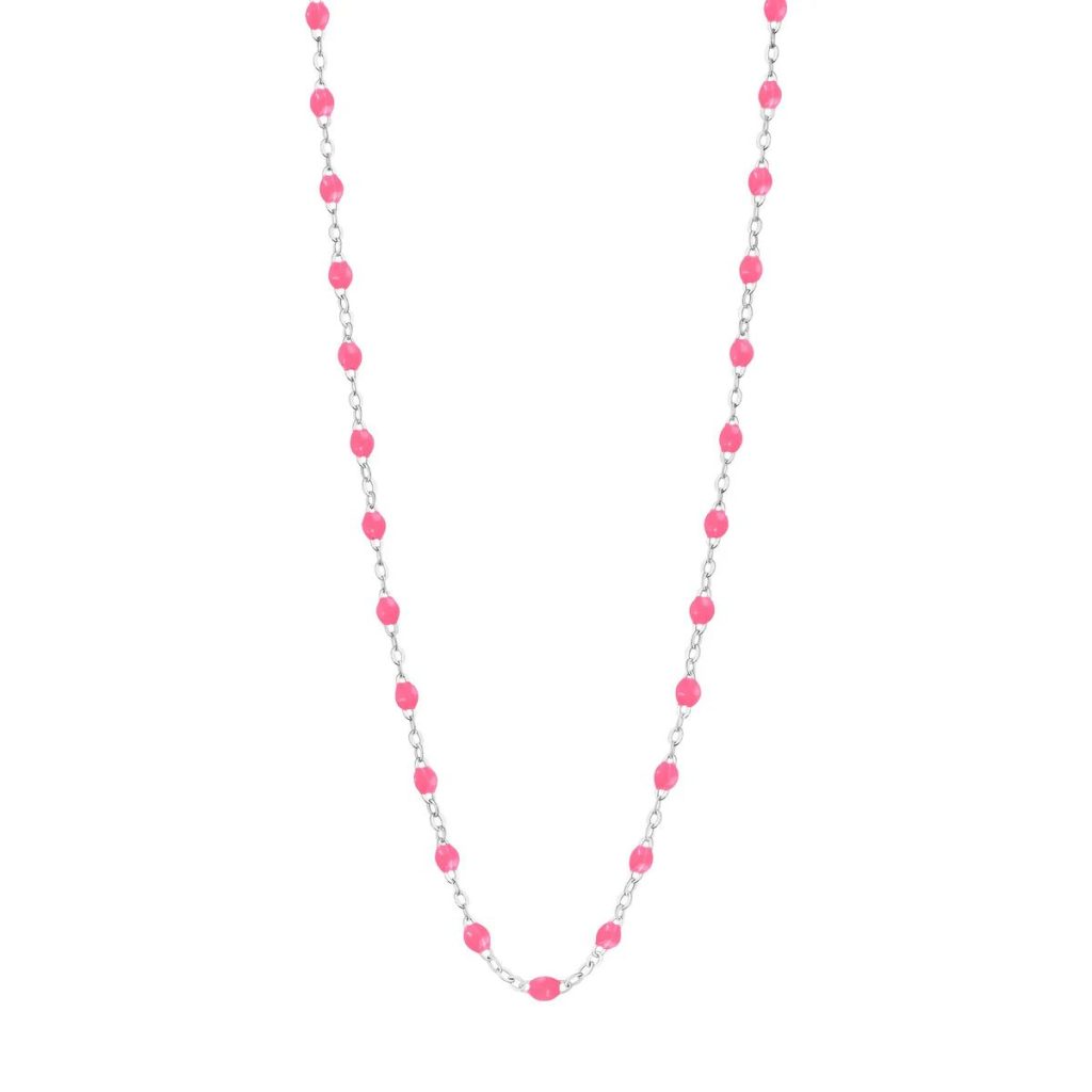 collier rose fluo classique gigi, or blanc, 42 cm