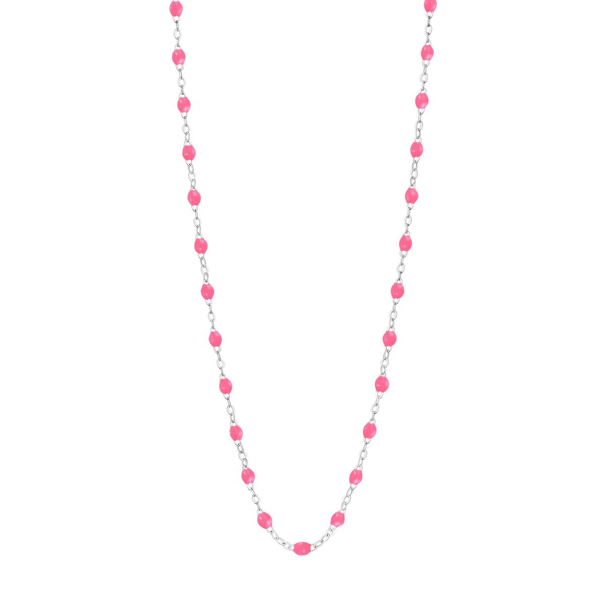 collier rose fluo classique gigi, or blanc, 42 cm