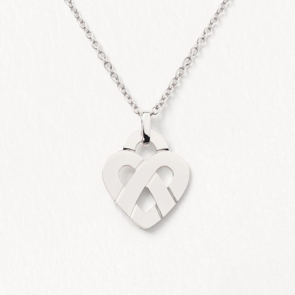 pendentif cœur entrelacé mm, or blanc