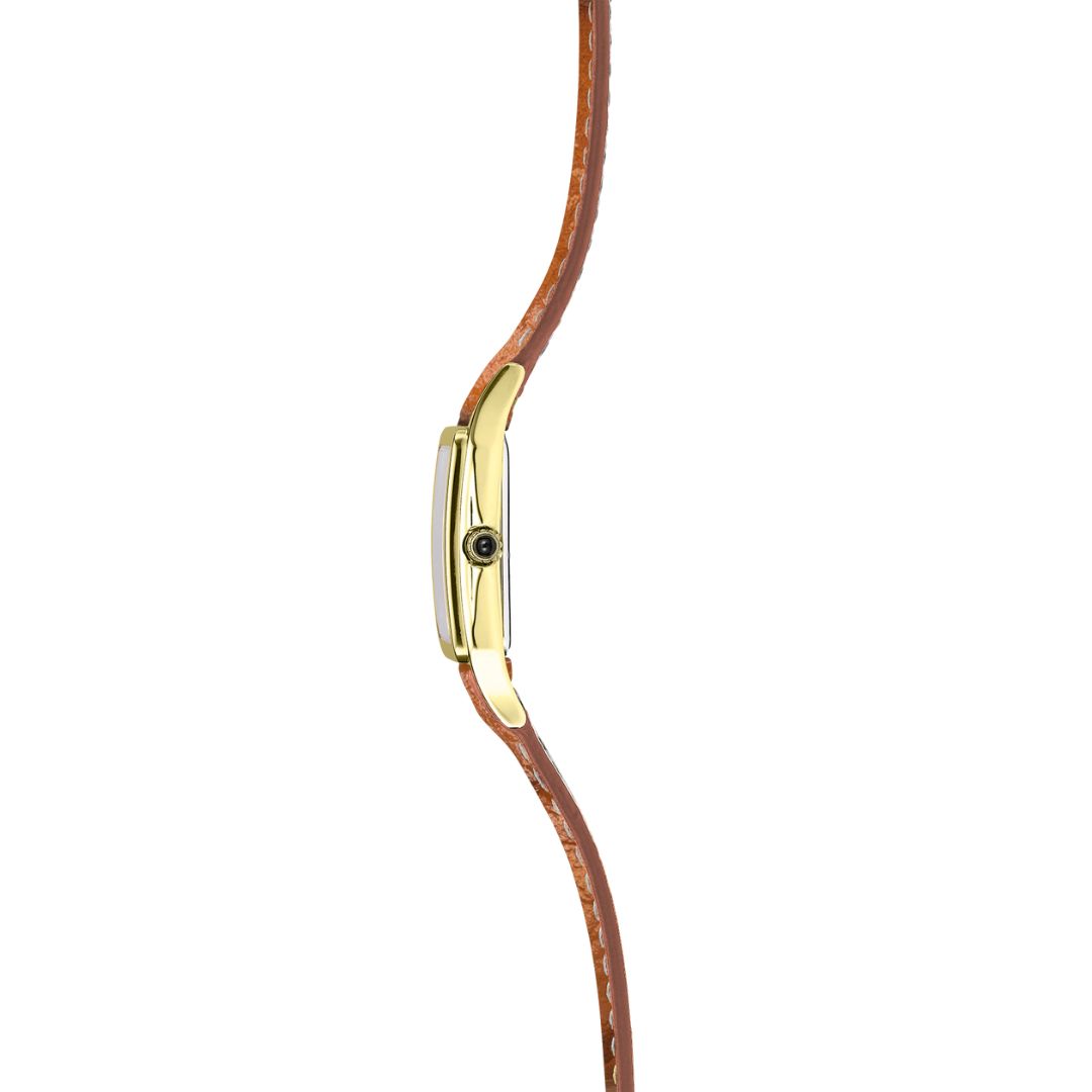montre luna doré & cuir camel