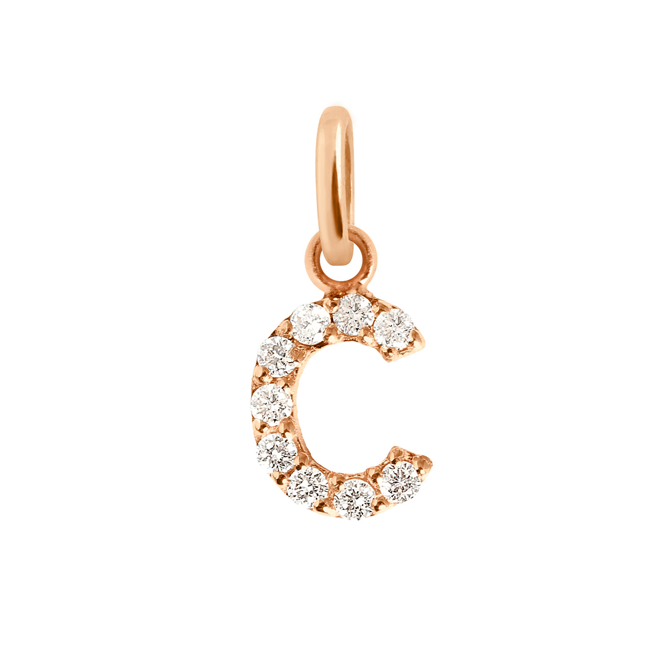 pendentif lucky letter c, diamants, or rose