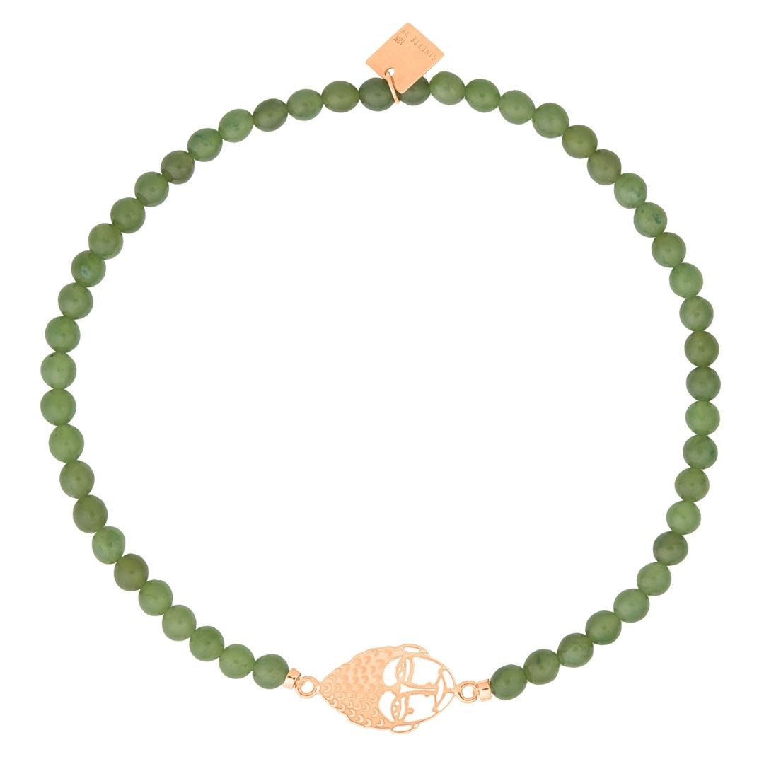 bracelet twenty jade et buddha or rose