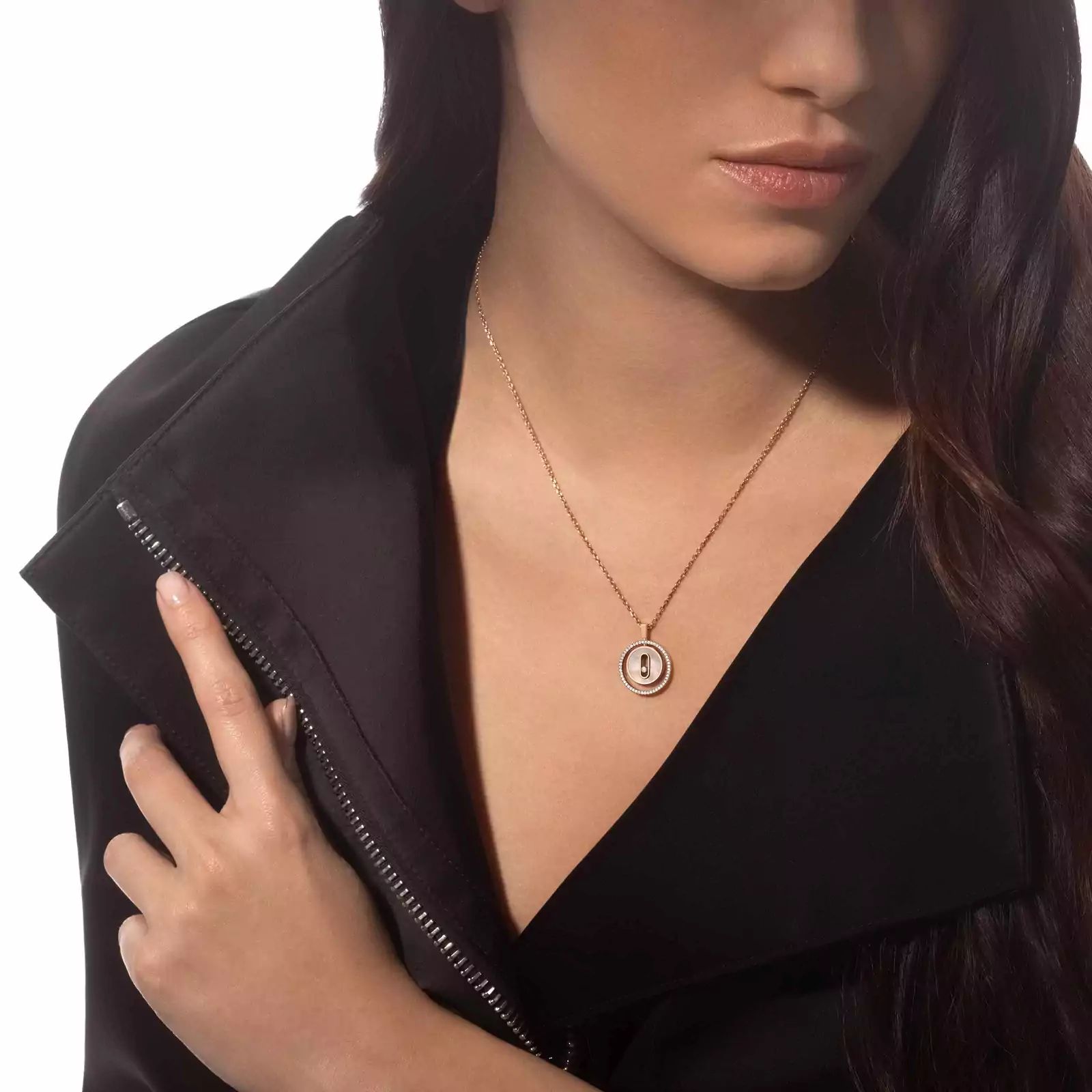 collier lucky move pm nacre blanche, or rose