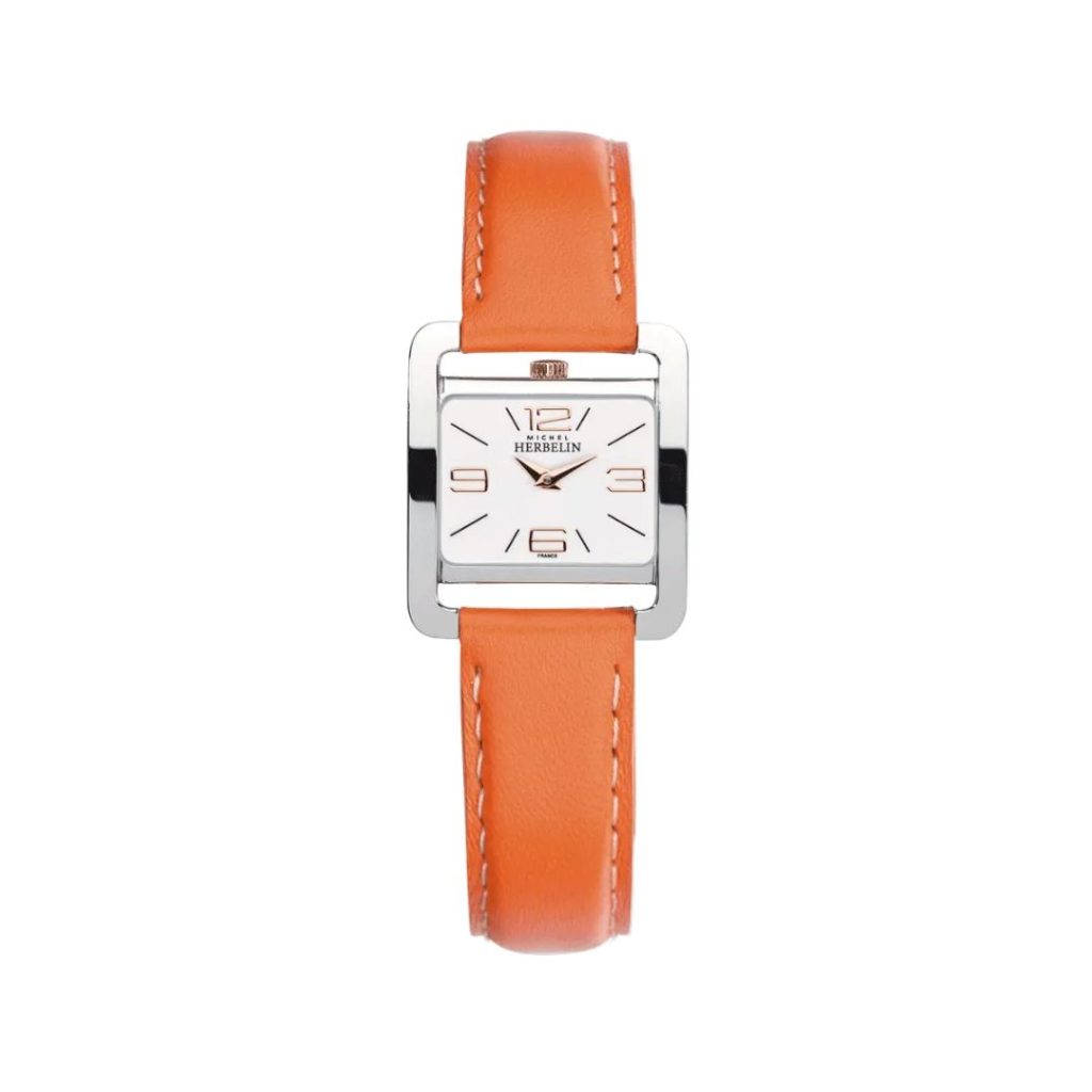 montre v avenue, acier & orange
