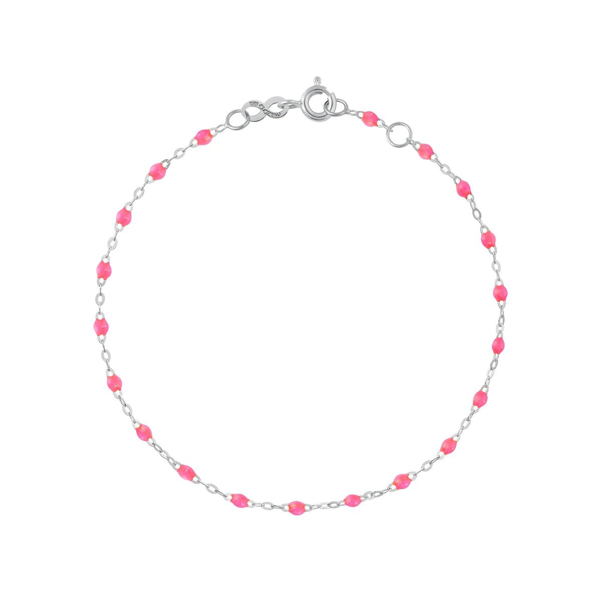 bracelet rose fluo classique gigi, or blanc, 17 cm