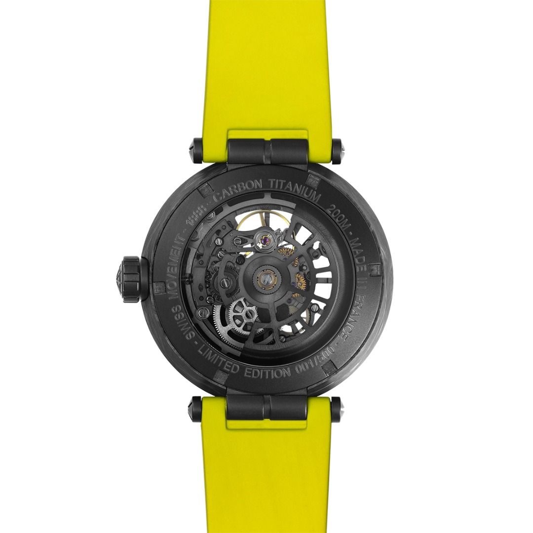 montre newport carbone, titane, noir & jaune