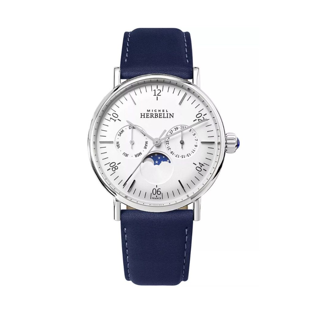 montre inspiration, phase de lune, bleu