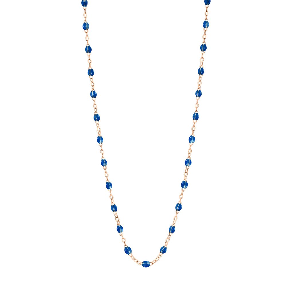 collier bleu saphir classique gigi, or rose, 42 cm