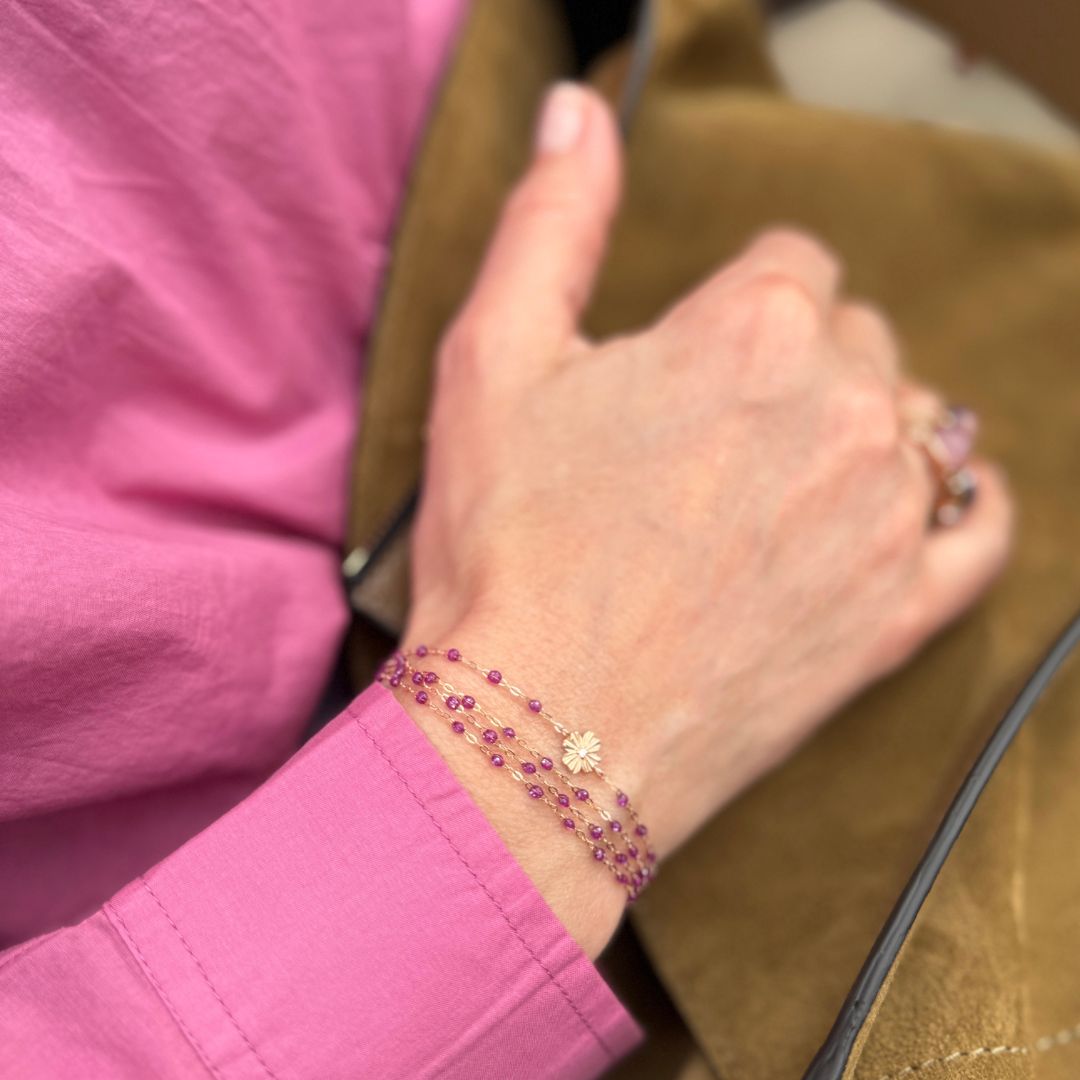 bracelet galaxy trèfle lumière, diamant, or rose, 17 cm