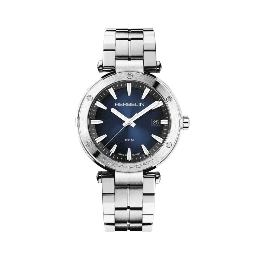 montre newport, acier & bleu