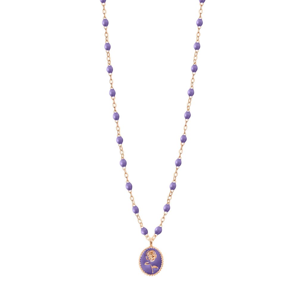 collier rose mauve, or rose, 42 cm